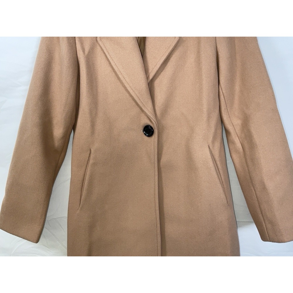 NWOT Women's Aprsfn Single‎ Button Notched Lapel Mid-Weight Peacoat Camel Tan XS - Picture 6 of 9